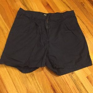 H&M Navy Blue Pleated Chino Shorts 4